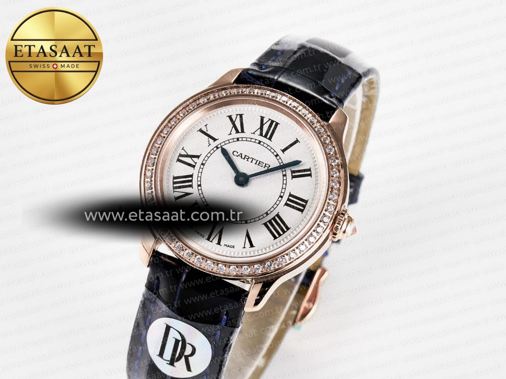 ronde louis cartier 29mm rg drf 11 best edition sandblasted beige dial diamonds bezel on blue leather strap ronda quartz1