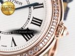 Cartier Ronde Louis Cartier 29mm RG DRF 1:1 Best Edition Sandblasted Beige Dial Diamonds Bezel on Blue Leather Strap Ronda Quartz - Görsel 12