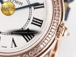 Cartier Ronde Louis Cartier 29mm RG DRF 1:1 Best Edition Sandblasted Beige Dial Diamonds Bezel on Blue Leather Strap Ronda Quartz - Görsel 12