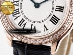Cartier Ronde Louis Cartier 29mm RG DRF 1:1 Best Edition Sandblasted Beige Dial Diamonds Bezel on Blue Leather Strap Ronda Quartz - Görsel 13