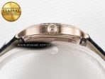 Cartier Ronde Louis Cartier 29mm RG DRF 1:1 Best Edition Sandblasted Beige Dial Diamonds Bezel on Blue Leather Strap Ronda Quartz - Görsel 15