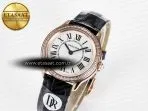Cartier Ronde Louis Cartier 29mm RG DRF 1:1 Best Edition Sandblasted Beige Dial Diamonds Bezel on Blue Leather Strap Ronda Quartz - Görsel 2