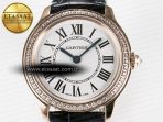 Cartier Ronde Louis Cartier 29mm RG DRF 1:1 Best Edition Sandblasted Beige Dial Diamonds Bezel on Blue Leather Strap Ronda Quartz - Görsel 4