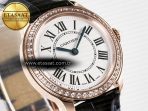 Cartier Ronde Louis Cartier 29mm RG DRF 1:1 Best Edition Sandblasted Beige Dial Diamonds Bezel on Blue Leather Strap Ronda Quartz - Görsel 5