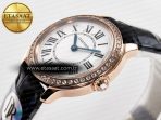 Cartier Ronde Louis Cartier 29mm RG DRF 1:1 Best Edition Sandblasted Beige Dial Diamonds Bezel on Blue Leather Strap Ronda Quartz - Görsel 6