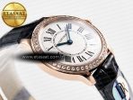 Cartier Ronde Louis Cartier 29mm RG DRF 1:1 Best Edition Sandblasted Beige Dial Diamonds Bezel on Blue Leather Strap Ronda Quartz - Görsel 7