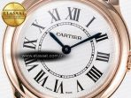 Cartier Ronde Louis Cartier 29mm RG DRF 1:1 Best Edition Sandblasted Beige Dial on Purple Leather Strap Ronda Quartz - Görsel 10