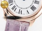 Cartier Ronde Louis Cartier 29mm RG DRF 1:1 Best Edition Sandblasted Beige Dial on Purple Leather Strap Ronda Quartz - Görsel 11
