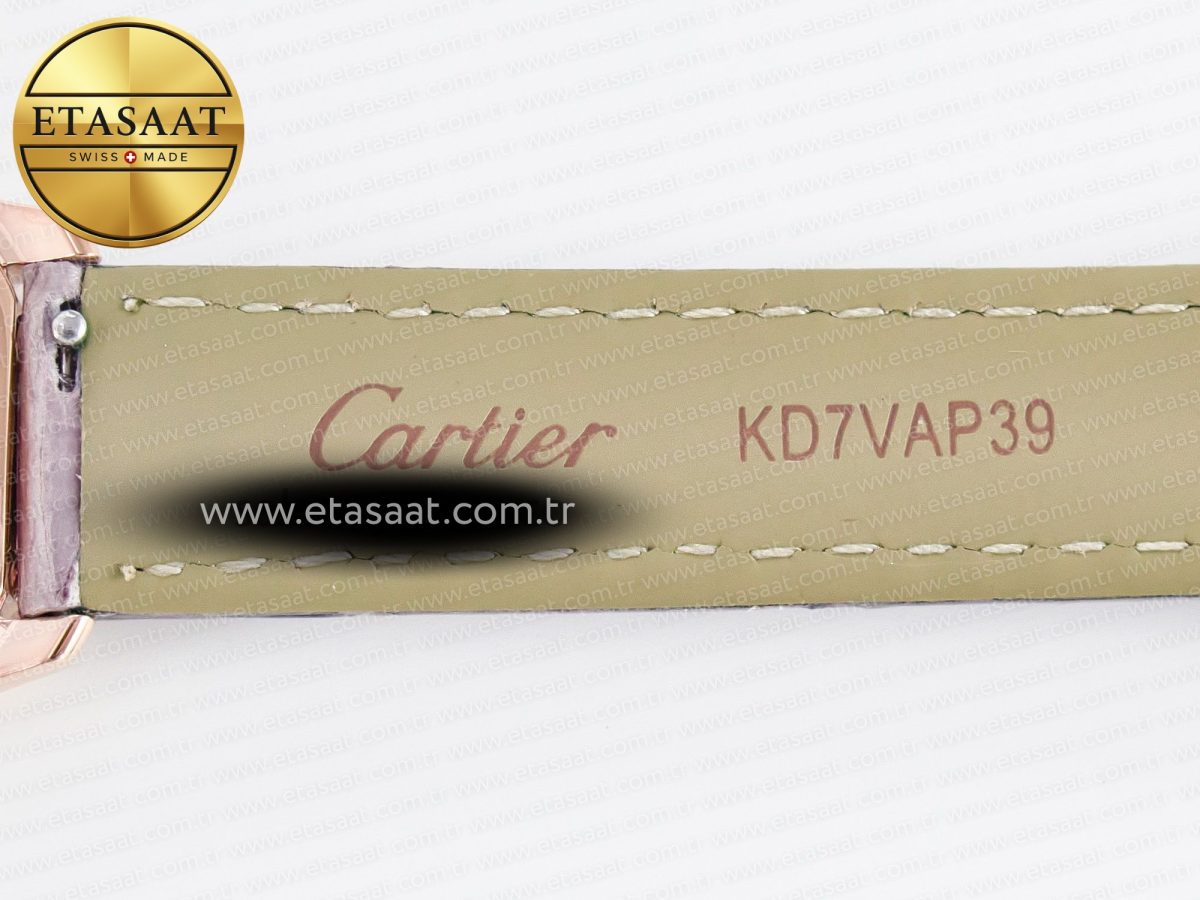 Cartier Ronde Louis Cartier 29mm RG DRF 1:1 Best Edition Sandblasted Beige Dial on Purple Leather Strap Ronda Quartz - Görsel 19