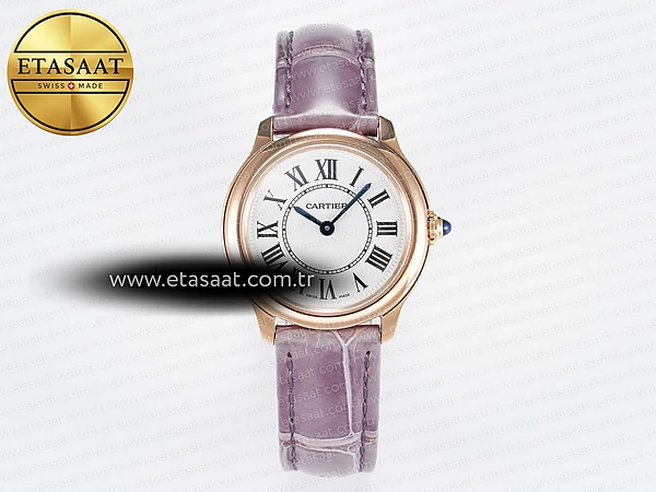 Cartier Ronde de Cartier 29mm Siyah Kadran Rose Gold Kasa Deri Kordon DRF Swiss Quartz Ref.24149 Super Clone ETA – Ön Cephe Kadran ve Kasa Görünümü