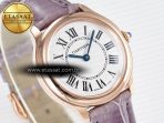Cartier Ronde Louis Cartier 29mm RG DRF 1:1 Best Edition Sandblasted Beige Dial on Purple Leather Strap Ronda Quartz - Görsel 5