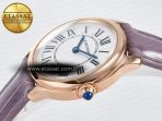 Cartier Ronde Louis Cartier 29mm RG DRF 1:1 Best Edition Sandblasted Beige Dial on Purple Leather Strap Ronda Quartz - Görsel 6