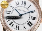 Cartier Ronde Louis Cartier 36mm RG DRF 1:1 Best Edition Sandblasted Beige Dial Diamonds Bezel on Black Leather Strap Ronda Quartz - Görsel 10