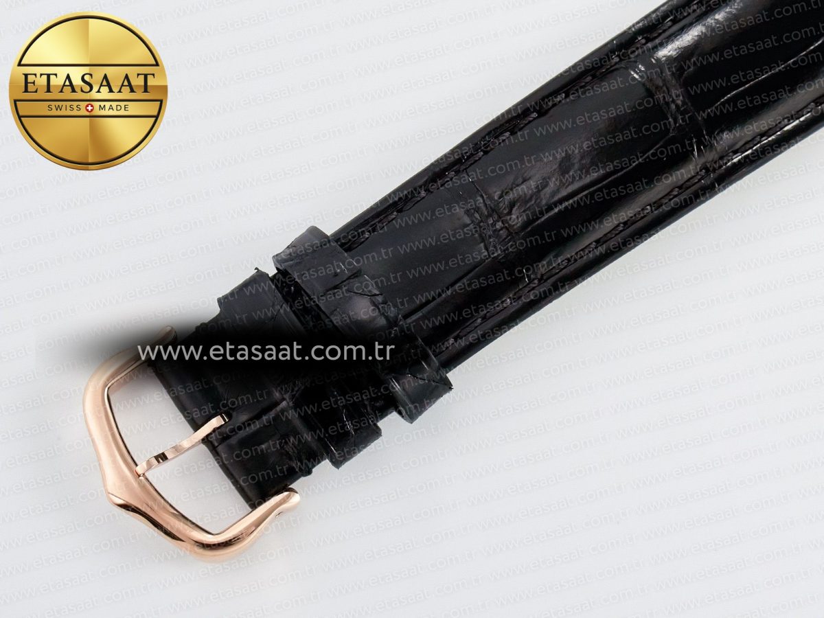 Cartier Ronde Louis Cartier 36mm RG DRF 1:1 Best Edition Sandblasted Beige Dial Diamonds Bezel on Black Leather Strap Ronda Quartz - Görsel 17
