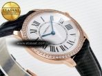 Cartier Ronde Louis Cartier 36mm RG DRF 1:1 Best Edition Sandblasted Beige Dial Diamonds Bezel on Black Leather Strap Ronda Quartz - Görsel 7