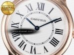 Cartier Ronde Louis Cartier 36mm RG DRF 1:1 Best Edition Sandblasted Beige Dial on Purple Leather Strap Ronda Quartz - Görsel 10