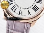 Cartier Ronde Louis Cartier 36mm RG DRF 1:1 Best Edition Sandblasted Beige Dial on Purple Leather Strap Ronda Quartz - Görsel 11