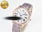 Cartier Ronde Louis Cartier 36mm RG DRF 1:1 Best Edition Sandblasted Beige Dial on Purple Leather Strap Ronda Quartz - Görsel 2