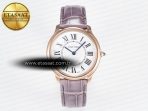 Cartier Ronde Louis Cartier 36mm RG DRF 1:1 Best Edition Sandblasted Beige Dial on Purple Leather Strap Ronda Quartz - Görsel 3