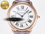 Cartier Ronde Louis Cartier 36mm RG DRF 1:1 Best Edition Sandblasted Beige Dial on Purple Leather Strap Ronda Quartz - Görsel 4