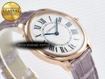 Cartier Ronde Louis Cartier 36mm RG DRF 1:1 Best Edition Sandblasted Beige Dial on Purple Leather Strap Ronda Quartz - Görsel 7