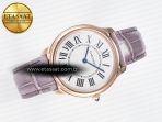 Cartier Ronde Louis Cartier 36mm RG DRF 1:1 Best Edition Sandblasted Beige Dial on Purple Leather Strap Ronda Quartz - Görsel 8
