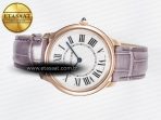 Cartier Ronde Louis Cartier 36mm RG DRF 1:1 Best Edition Sandblasted Beige Dial on Purple Leather Strap Ronda Quartz - Görsel 9