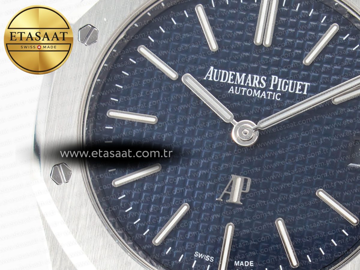 Audemars Piguet Royal Oak 39mm 15202 SS ZF 1:1 Best Edition Blue Textured Dial on SS Bracelet A2121 V2 - Görsel 10