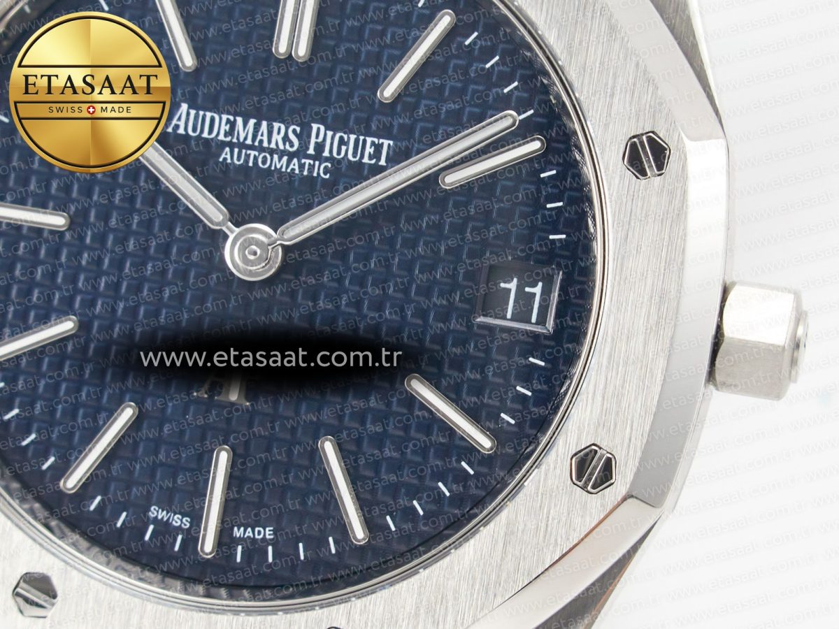 Audemars Piguet Royal Oak 39mm 15202 SS ZF 1:1 Best Edition Blue Textured Dial on SS Bracelet A2121 V2 - Görsel 12