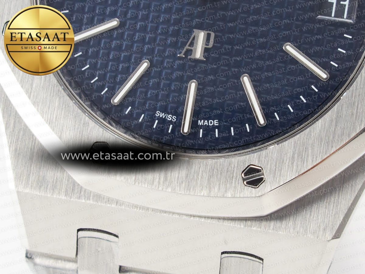 Audemars Piguet Royal Oak 39mm 15202 SS ZF 1:1 Best Edition Blue Textured Dial on SS Bracelet A2121 V2 - Görsel 13