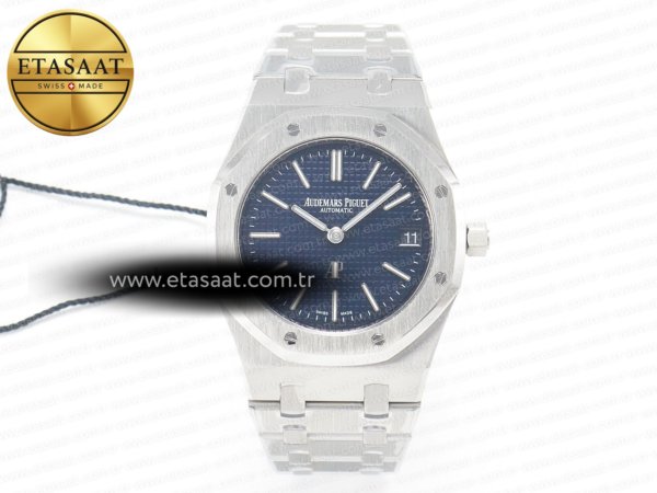 Audemars Piguet Royal Oak 39mm 15202 ZF Mavi Dokulu Ss Eta Saat - 1:1 Süper Klon Replika Saat