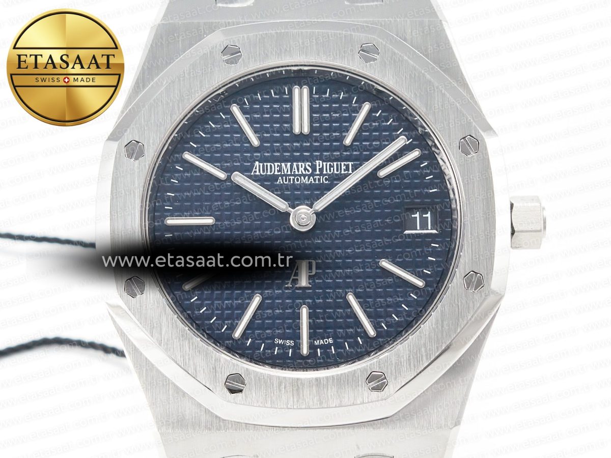 Audemars Piguet Royal Oak 39mm 15202 SS ZF 1:1 Best Edition Blue Textured Dial on SS Bracelet A2121 V2 - Görsel 4