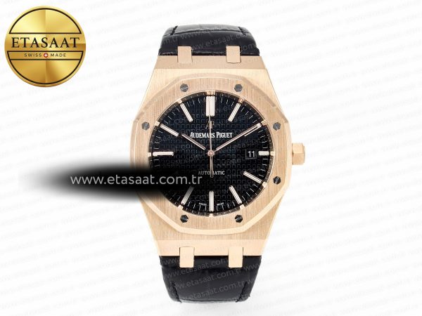 Audemars Piguet Royal 15400 Siyah Deri SA3120 Eta Saat - 1:1 Süper Klon Replika Saat