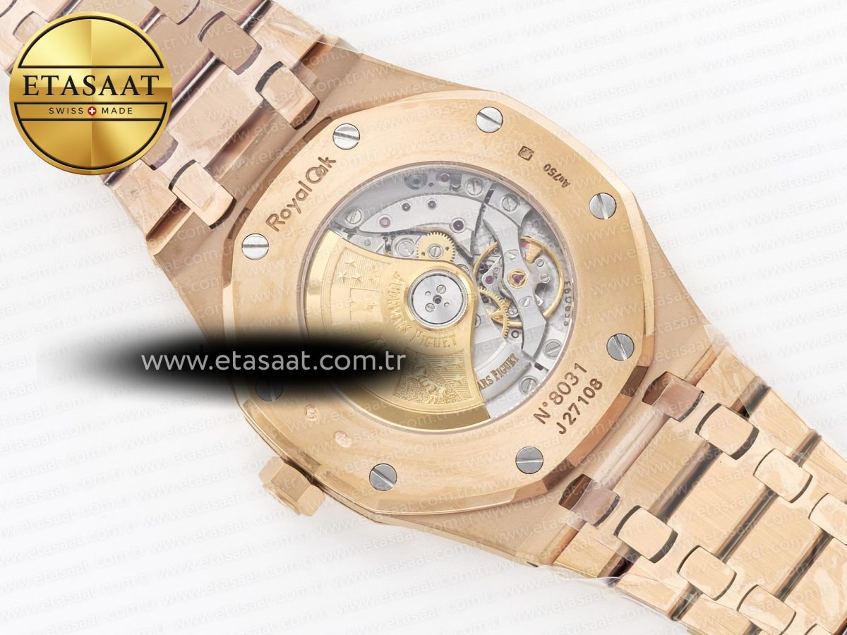 Audemars Piguet Royal Oak 41mm 15400 RG ZF 1:1 Best Edition Black Textured Dial on RG Bracelet V2 SA3120 Super Clone - Görsel 17