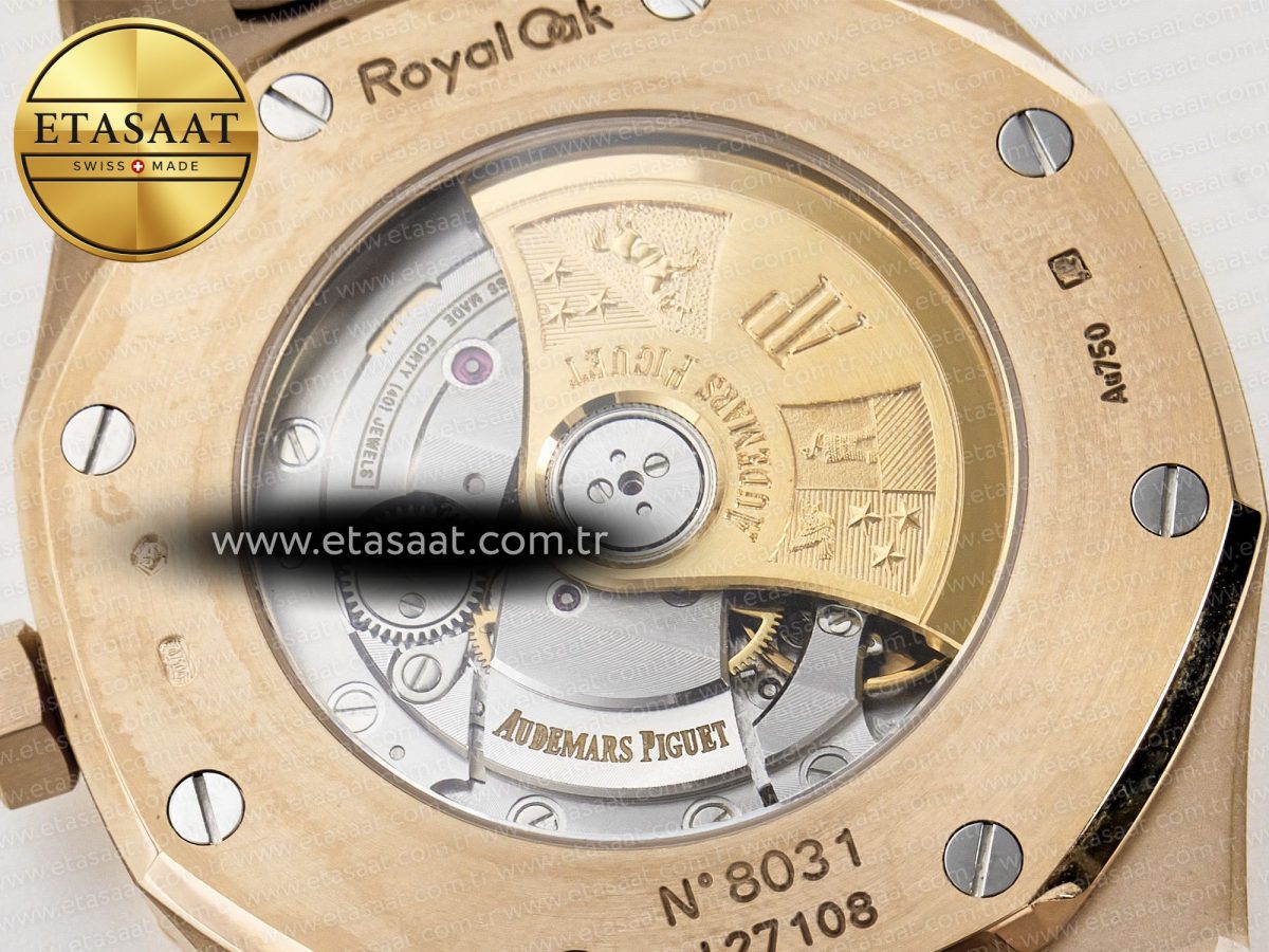 Audemars Piguet Royal Oak 41mm 15400 RG ZF 1:1 Best Edition Black Textured Dial on RG Bracelet V2 SA3120 Super Clone - Görsel 19