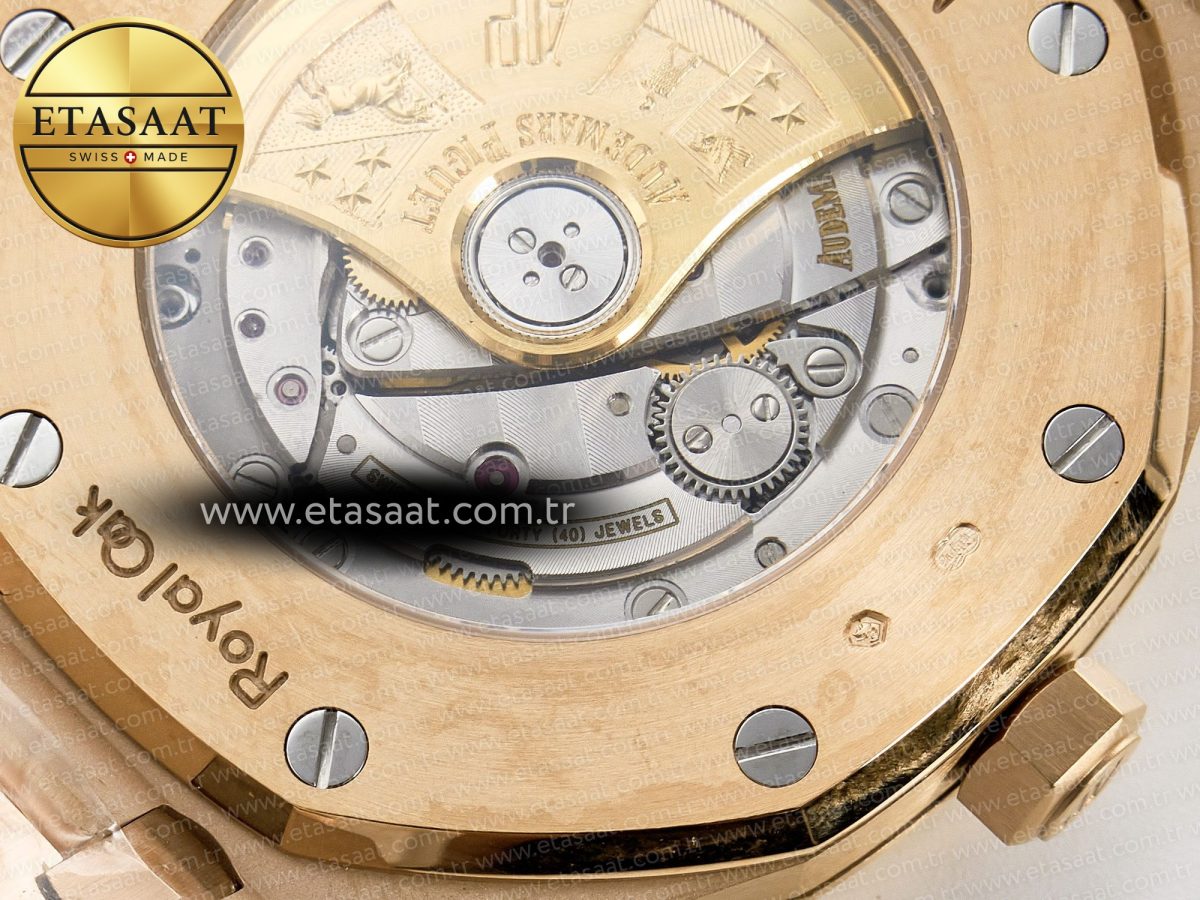 Audemars Piguet Royal Oak 41mm 15400 RG ZF 1:1 Best Edition Black Textured Dial on RG Bracelet V2 SA3120 Super Clone - Görsel 20