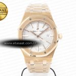 Audemars Piguet Royal Oak 41mm 15400 RG ZF Beyaz SA3120 Eta Saat - Görsel 3 - 1:1 Süper Klon Saat