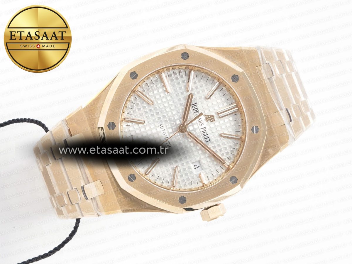 Audemars Piguet Royal Oak 41mm 15400 RG ZF 1:1 Best Edition White Textured Dial on RG Bracelet V2 SA3120 Super Clone - Görsel 8