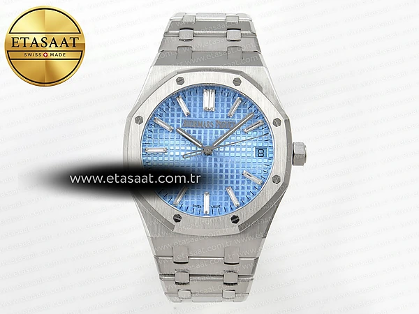 Audemars Piguet Royal Oak Buz Mavi Kristal Kadran SA4302 Eta Saat - 1:1 Süper Klon Replika Saat