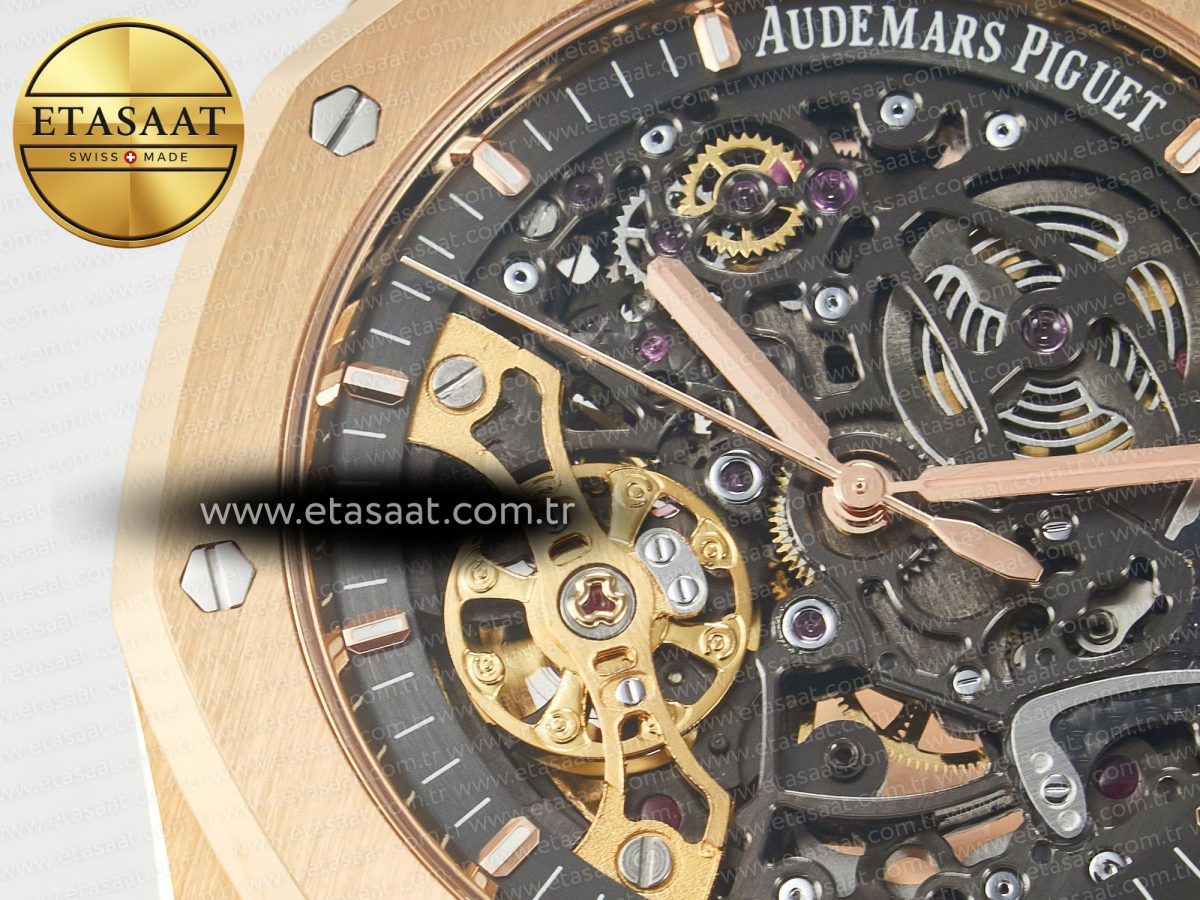 Audemars Piguet Royal Oak 41mm Skeleton 15407 RG ZF 1:1 Best Edition Skeleton Dial on RG Bracelet A3132 - Görsel 10