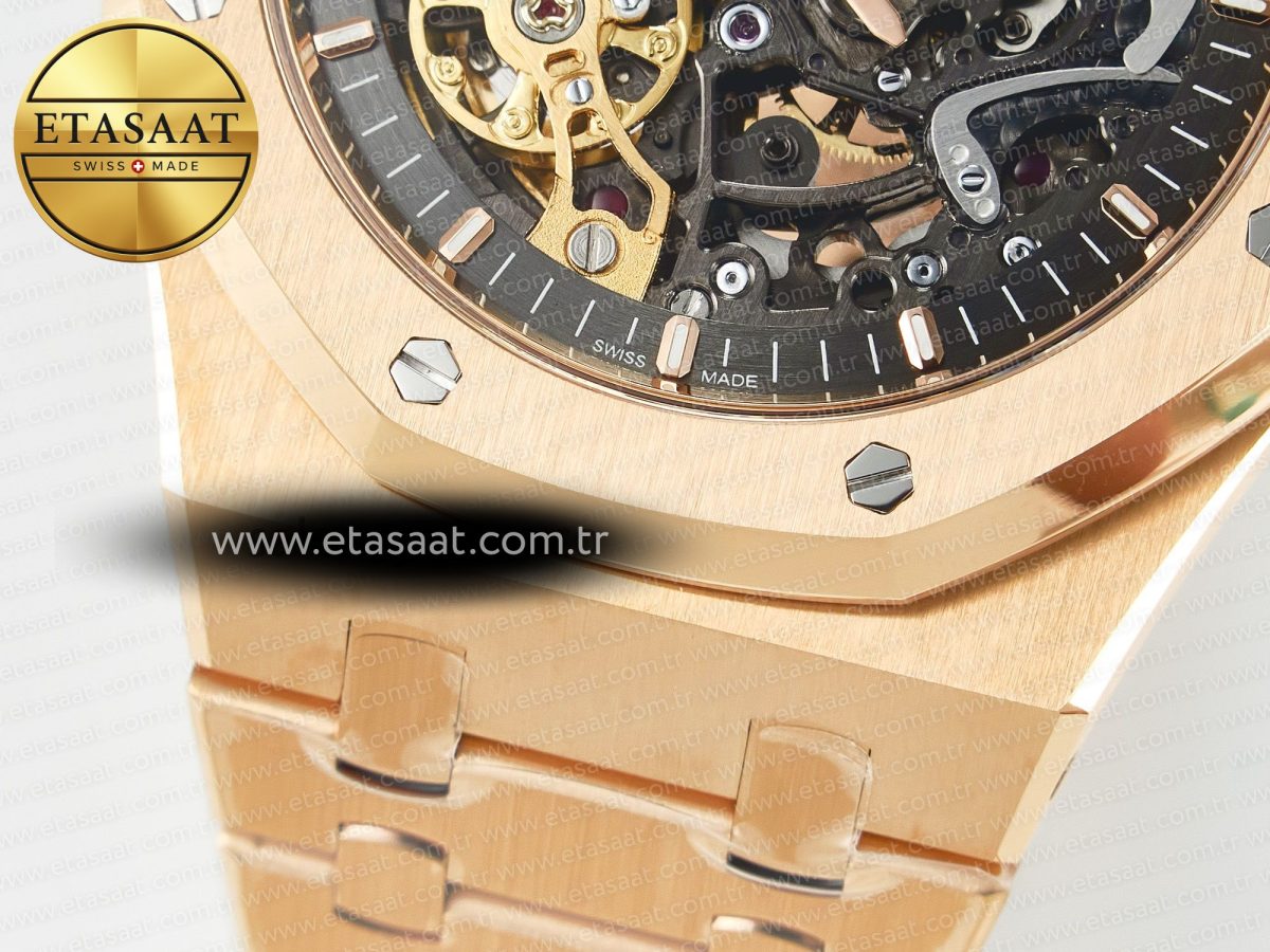 Audemars Piguet Royal Oak 41mm Skeleton 15407 RG ZF 1:1 Best Edition Skeleton Dial on RG Bracelet A3132 - Görsel 12