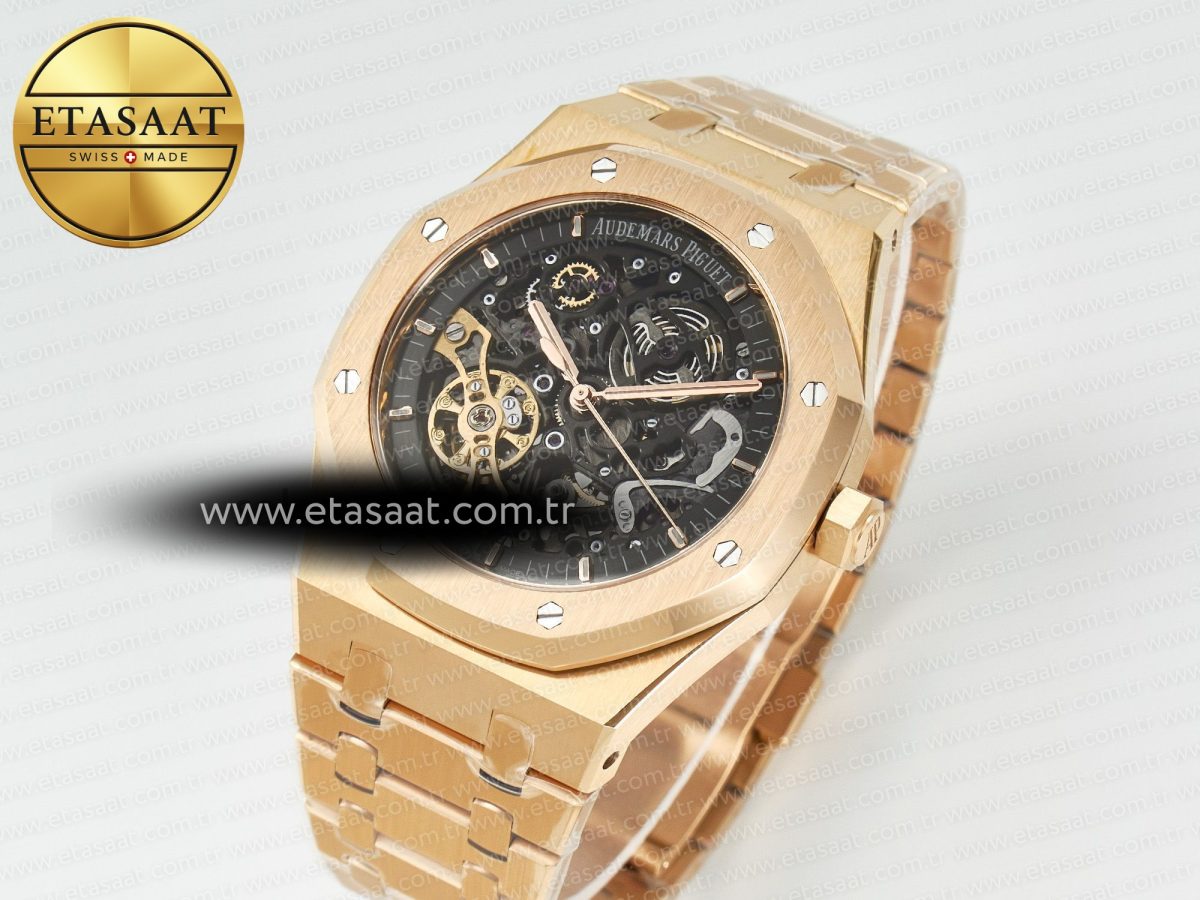 Audemars Piguet Royal Oak 41mm Skeleton 15407 RG ZF 1:1 Best Edition Skeleton Dial on RG Bracelet A3132 - Görsel 2
