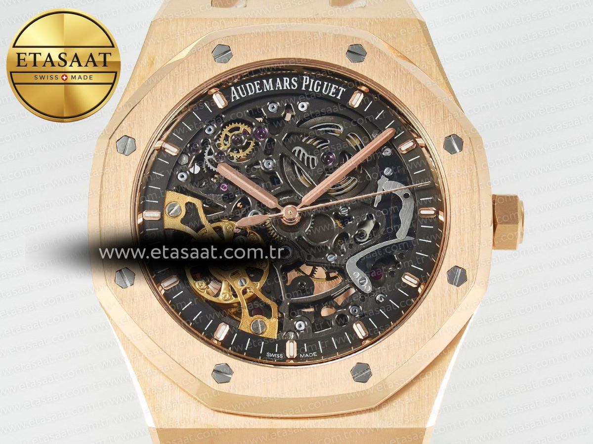 Audemars Piguet Royal Oak 41mm Skeleton 15407 RG ZF 1:1 Best Edition Skeleton Dial on RG Bracelet A3132 - Görsel 4