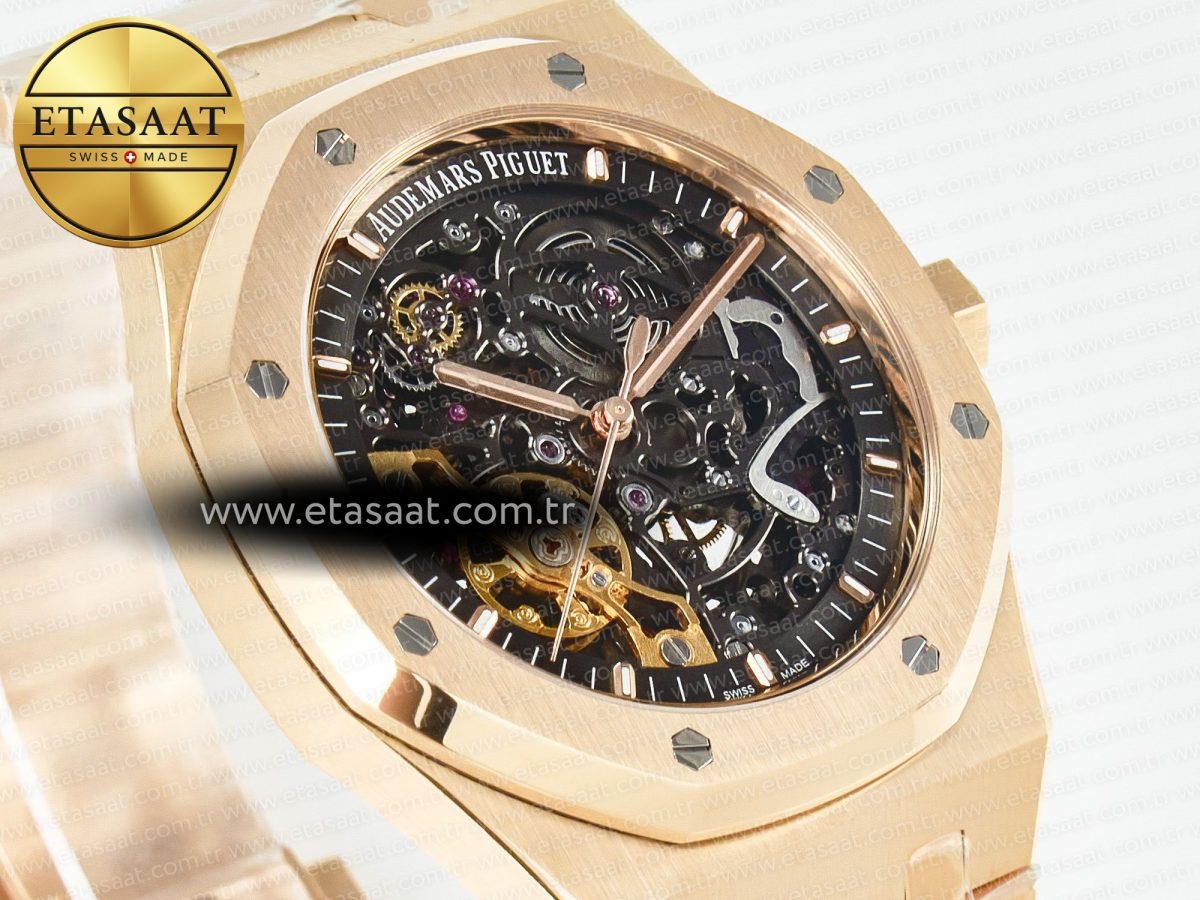 Audemars Piguet Royal Oak 41mm Skeleton 15407 RG ZF 1:1 Best Edition Skeleton Dial on RG Bracelet A3132 - Görsel 5