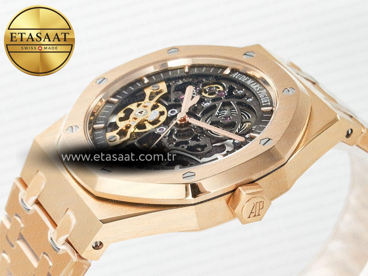 Audemars Piguet Royal Oak 41mm Skeleton 15407 RG ZF 1:1 Best Edition Skeleton Dial on RG Bracelet A3132 - Görsel 6