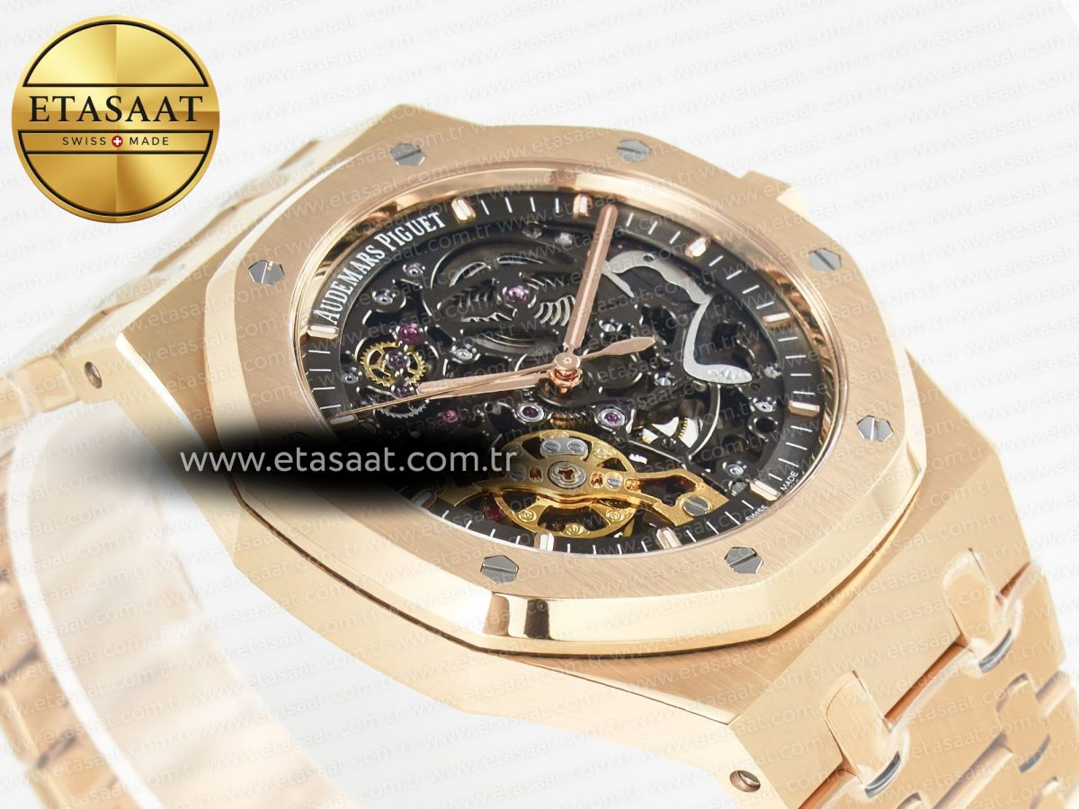 Audemars Piguet Royal Oak 41mm Skeleton 15407 RG ZF 1:1 Best Edition Skeleton Dial on RG Bracelet A3132 - Görsel 7