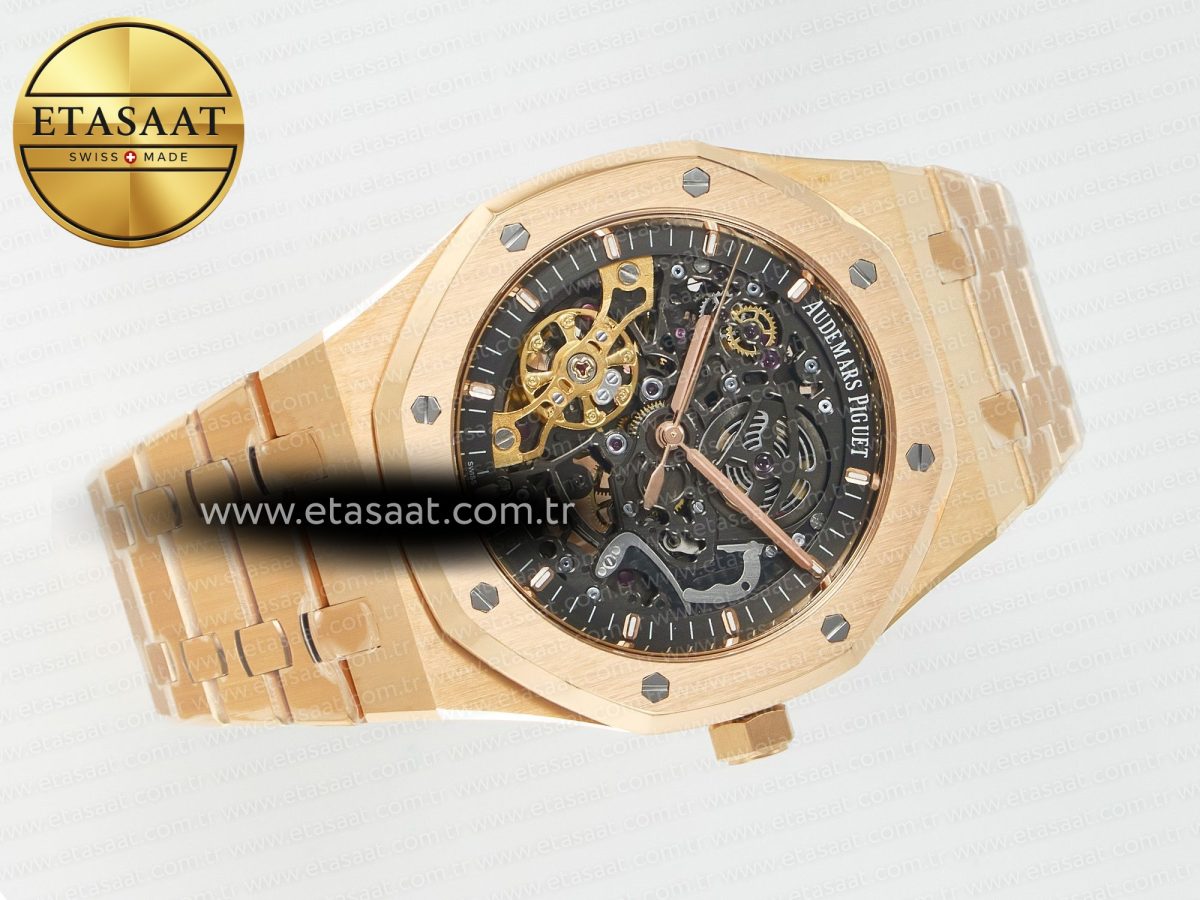 Audemars Piguet Royal Oak 41mm Skeleton 15407 RG ZF 1:1 Best Edition Skeleton Dial on RG Bracelet A3132 - Görsel 8