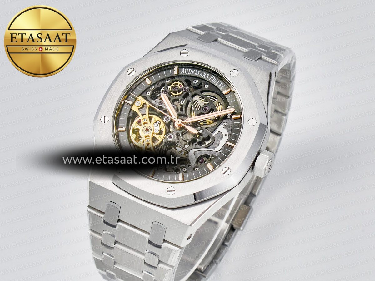 Audemars Piguet Royal Oak 41mm Skeleton 15407 SS ZF 1:1 Best Edition Skeleton Dial on SS Bracelet A3132 - Görsel 1
