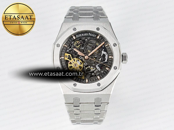 Audemars Piguet Royal Oak 41mm İskelet 15407 ZF A3132 Eta Saat - 1:1 Süper Klon Replika Saat