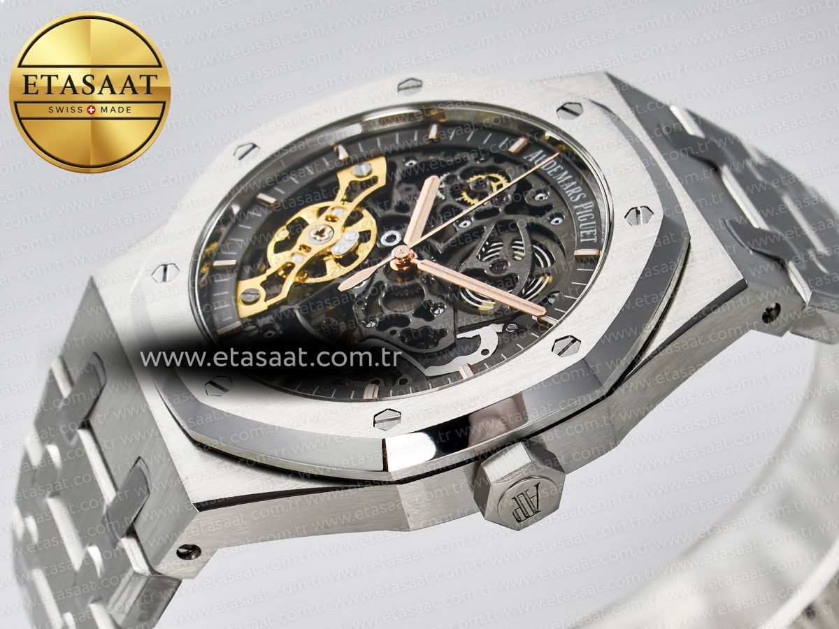 Audemars Piguet Royal Oak 41mm Skeleton 15407 SS ZF 1:1 Best Edition Skeleton Dial on SS Bracelet A3132 - Görsel 6